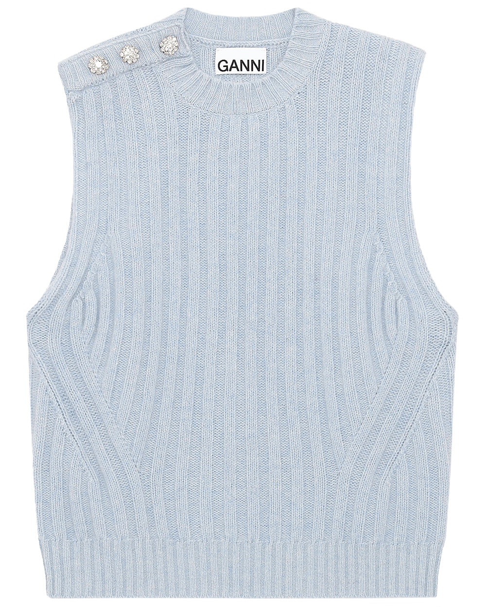 Airy Blue Ribbed Wool Sweater Tank