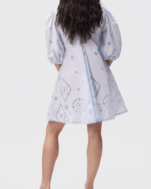 Illusion Blue Broderie Anglaise Mini Dress