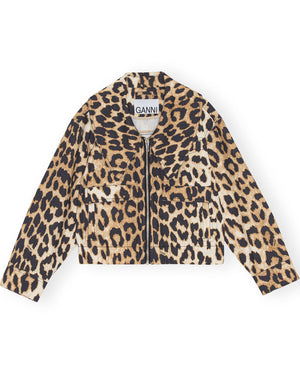 Leopard Printed Canvas Jacket