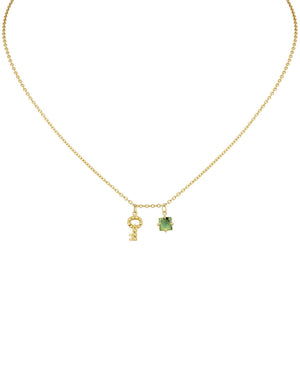 18k Yellow Gold Duo Green Key Necklace