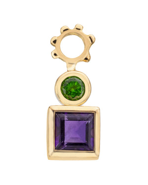 18k Yellow Gold Green Diopside Hoop Charm