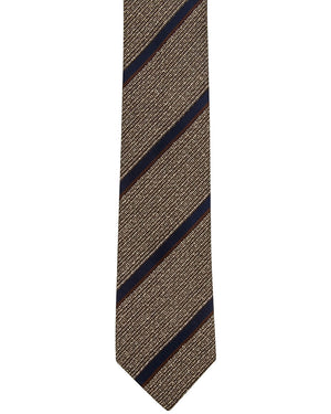Beige with Blue and Brown Striped Tie