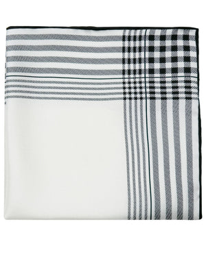 Black and White Plaid Silk Pocket Square