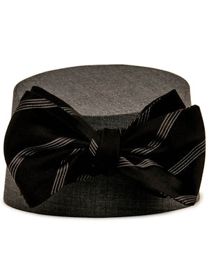 Black with Multi Silver Stripes Silk Bow Tie
