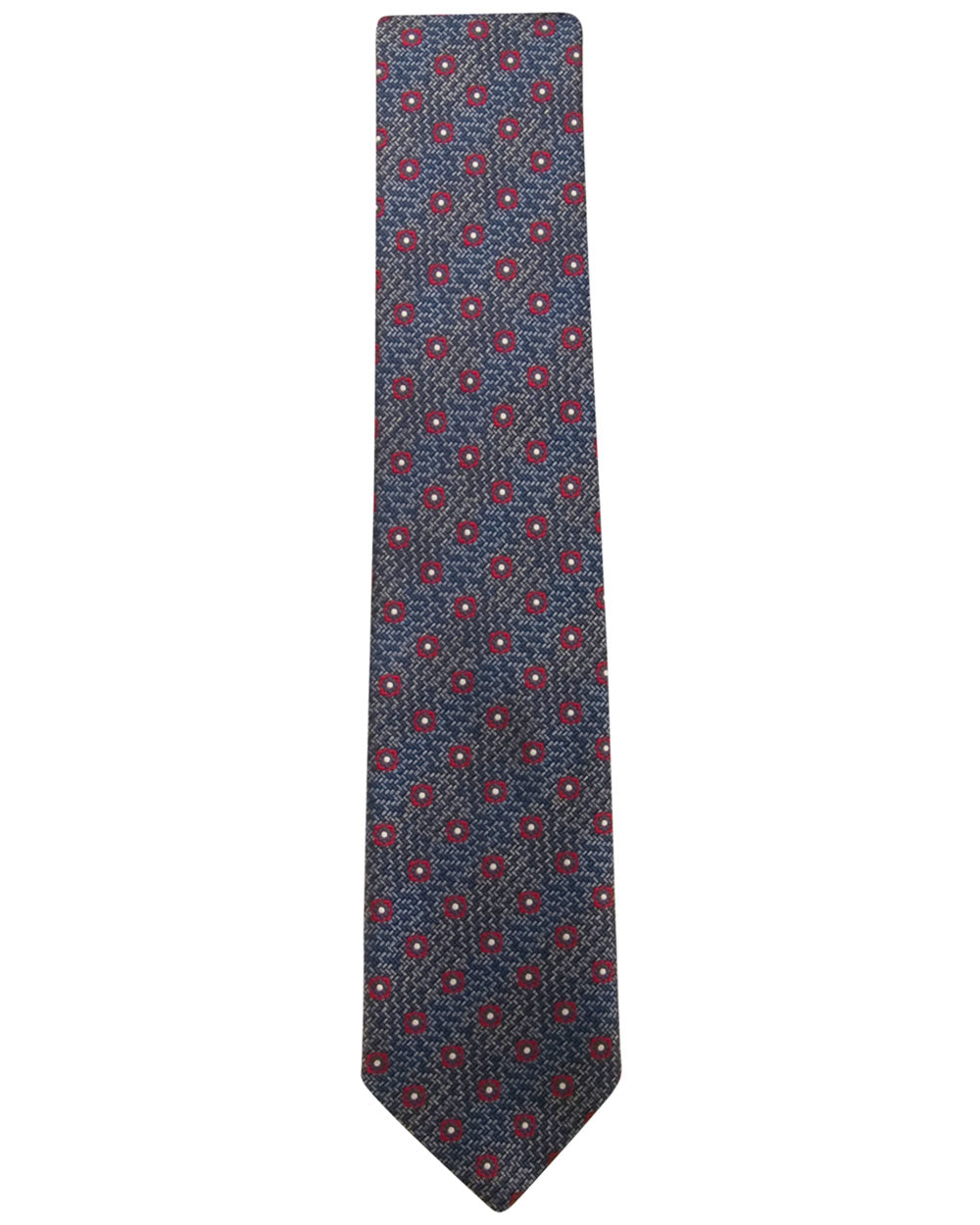 Blue And Red Motif Silk Tie