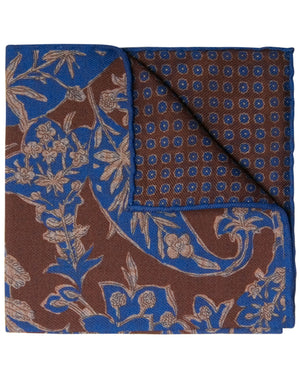 Brown and Paisley Wool Blend Pocket Square