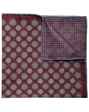 Burnt Red and Blue Reversible Pocket Square