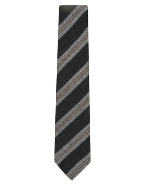 Charcoal and Brown Striped Silk Tie