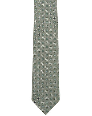 Green with Navy and Sky Blue Floral Tie