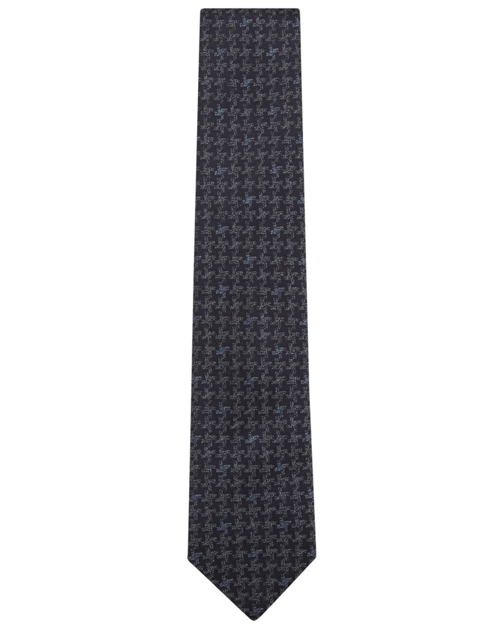 Navy Blue Silk Houndstooth Tie