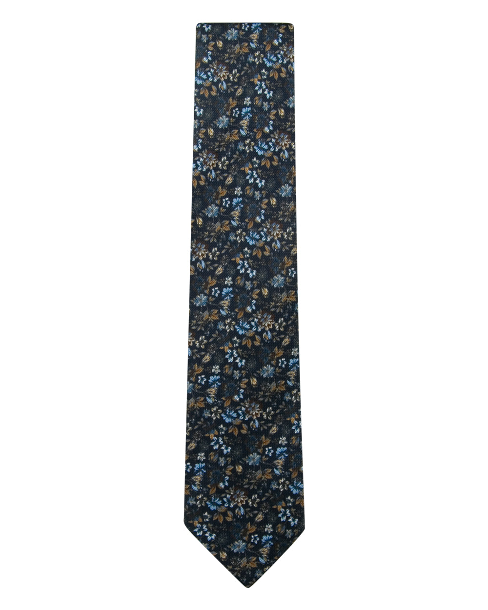 Navy Brown and Blue Floral Tie