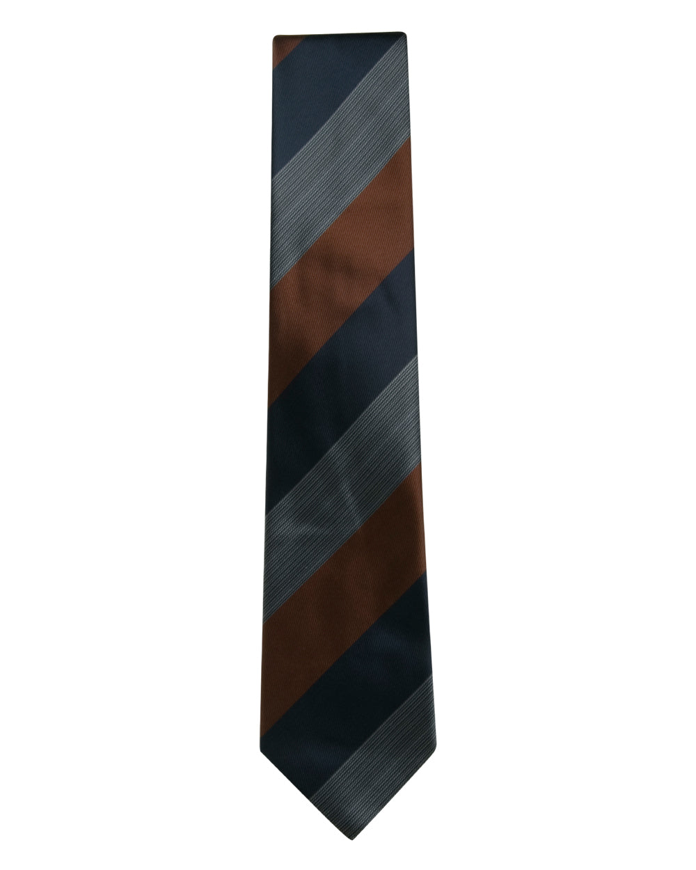Navy Brown and Grey Stripe Tie