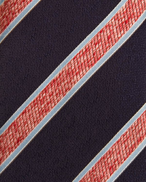 Navy Sky Blue and Red Stripe Tie