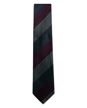 Navy Wine and Gray Stripe Tie