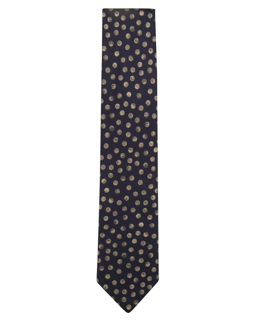 Navy and Beige Silk Dotted Tie