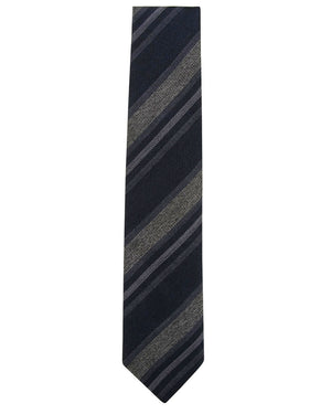 Navy and Grey Striped Silk Tie