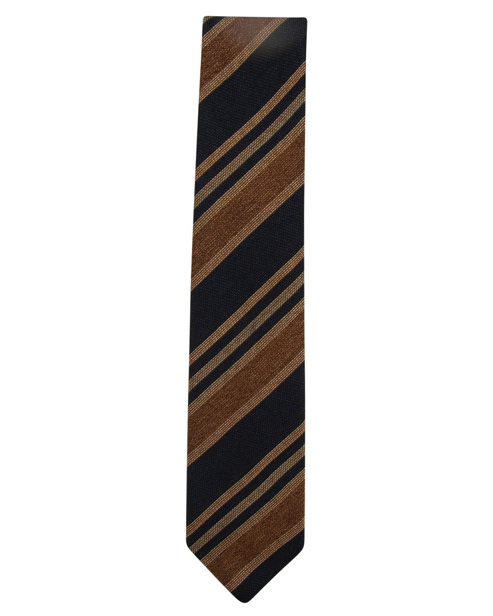 Navy and Rust Silk and Cotton Striped Tie