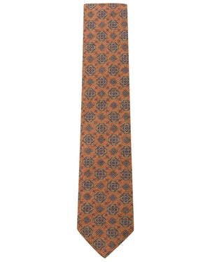 Orange Geometric Silk Bourette Tie
