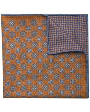 Orange and Blue Reversible Pocket Square