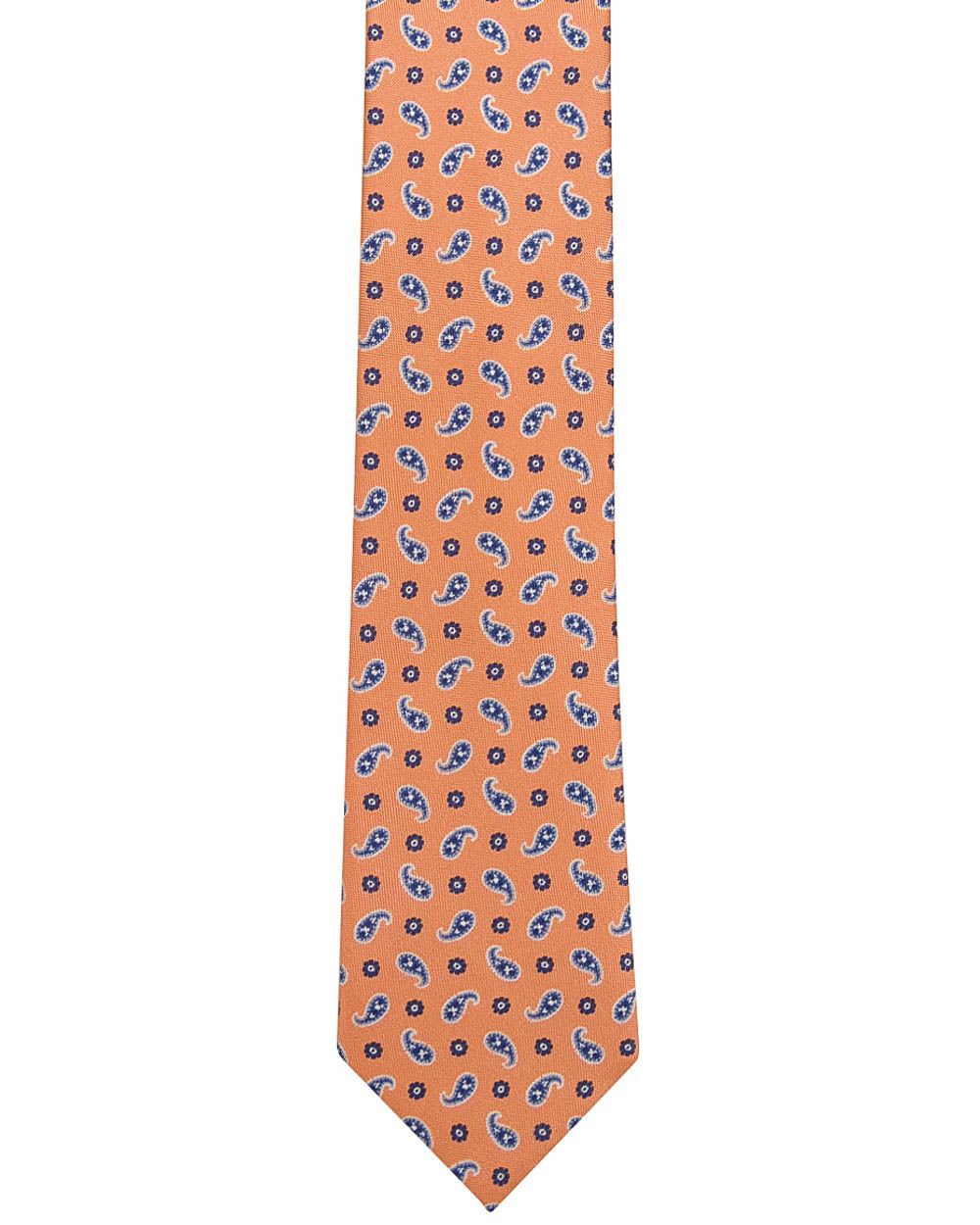 Orange with Dark Blue Paisley Floral Tie