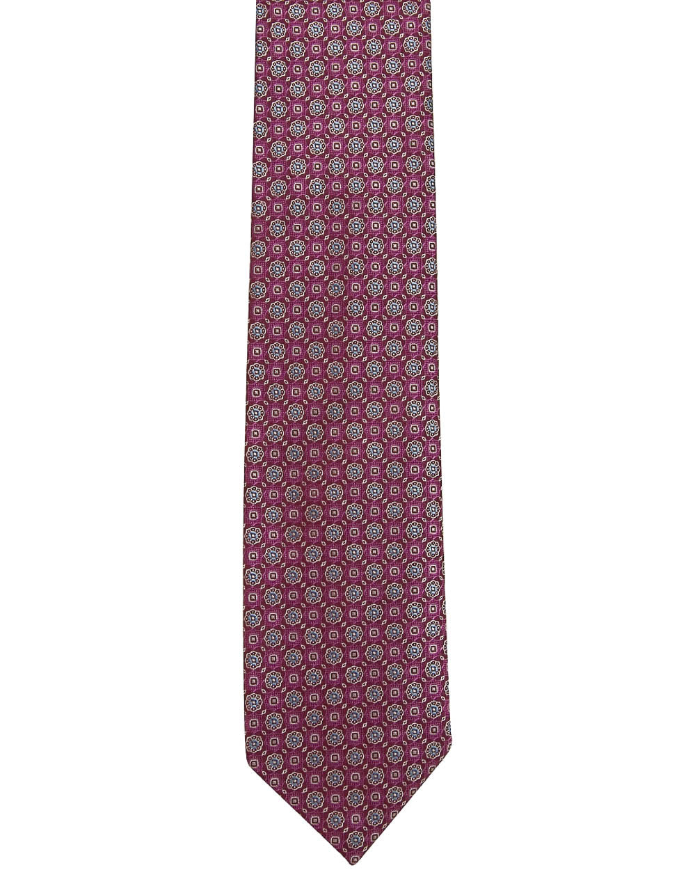 Plum with Sky Blue and White Geometric Tie
