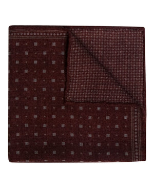 Rust and Grey Handstooth Reversible Pocket Square