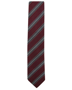 Wine and Grey Striped Tie