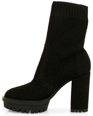 Boucle Knit Boot in Black