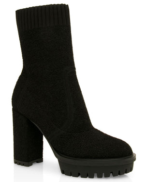 Boucle Knit Boot in Black