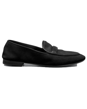Black Suede Loafer with Napa Leather Trim