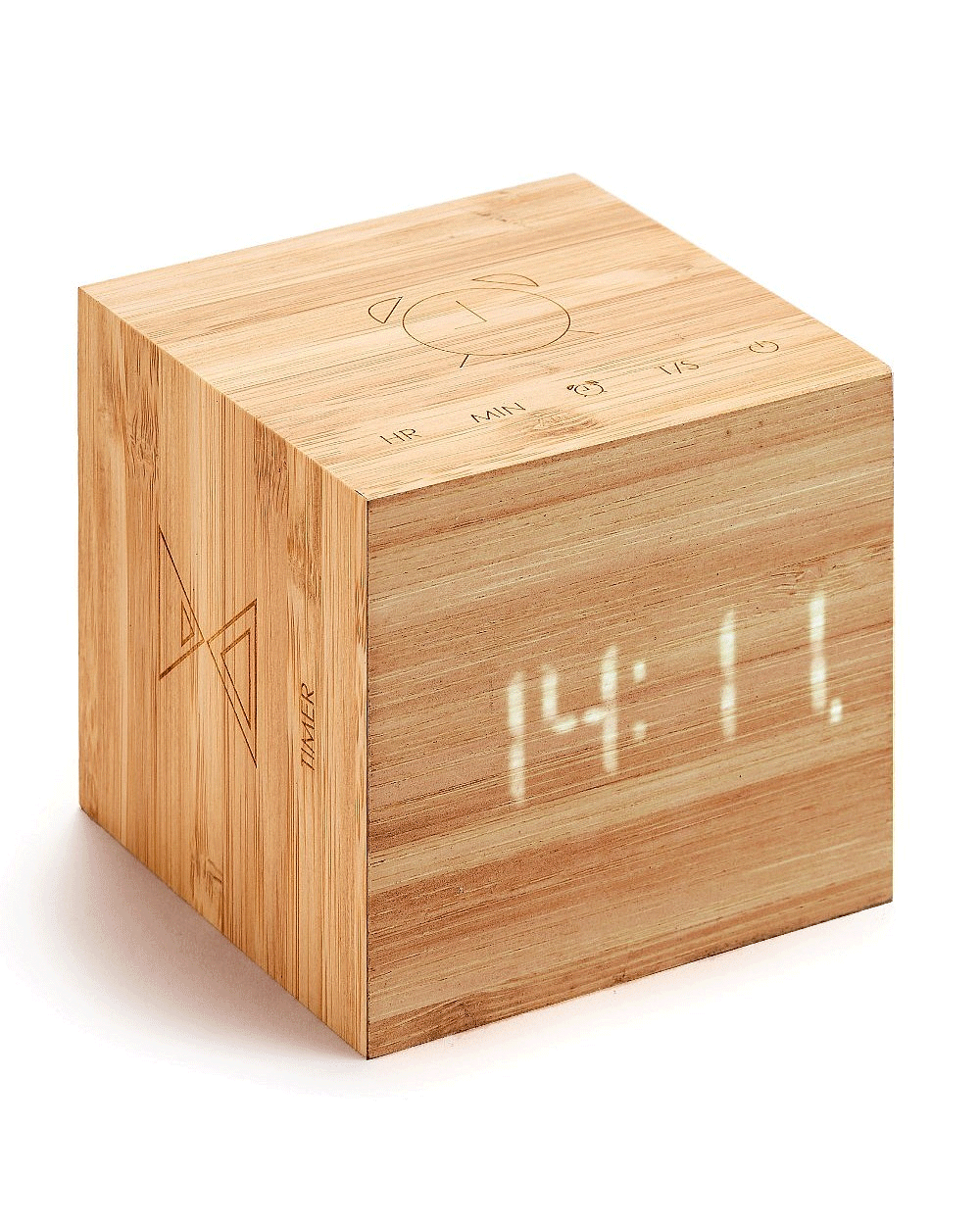 Cube Plus Clock in Natural Bamboo