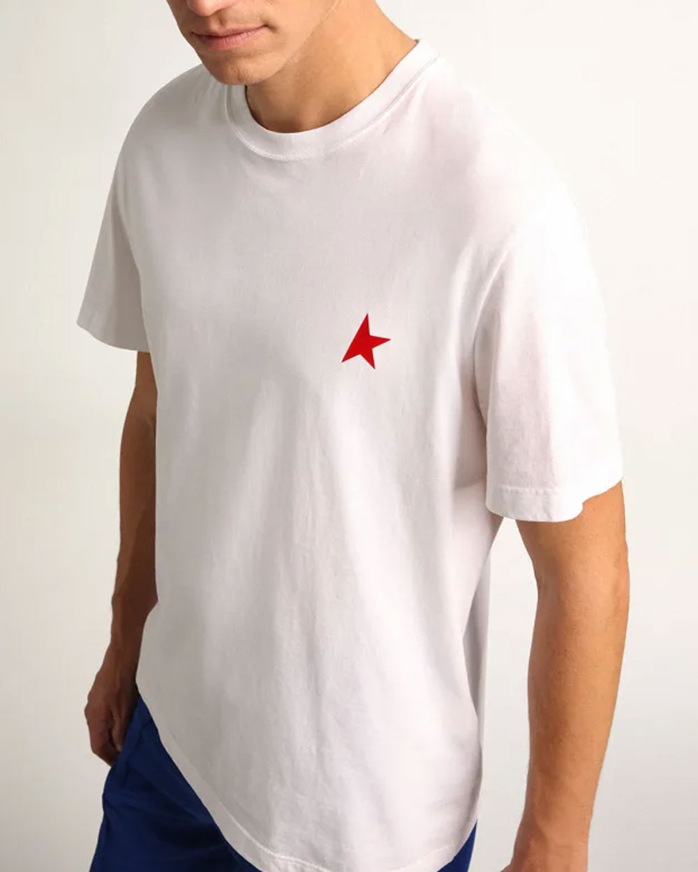 Star Collection T-Shirt in White with Red Star