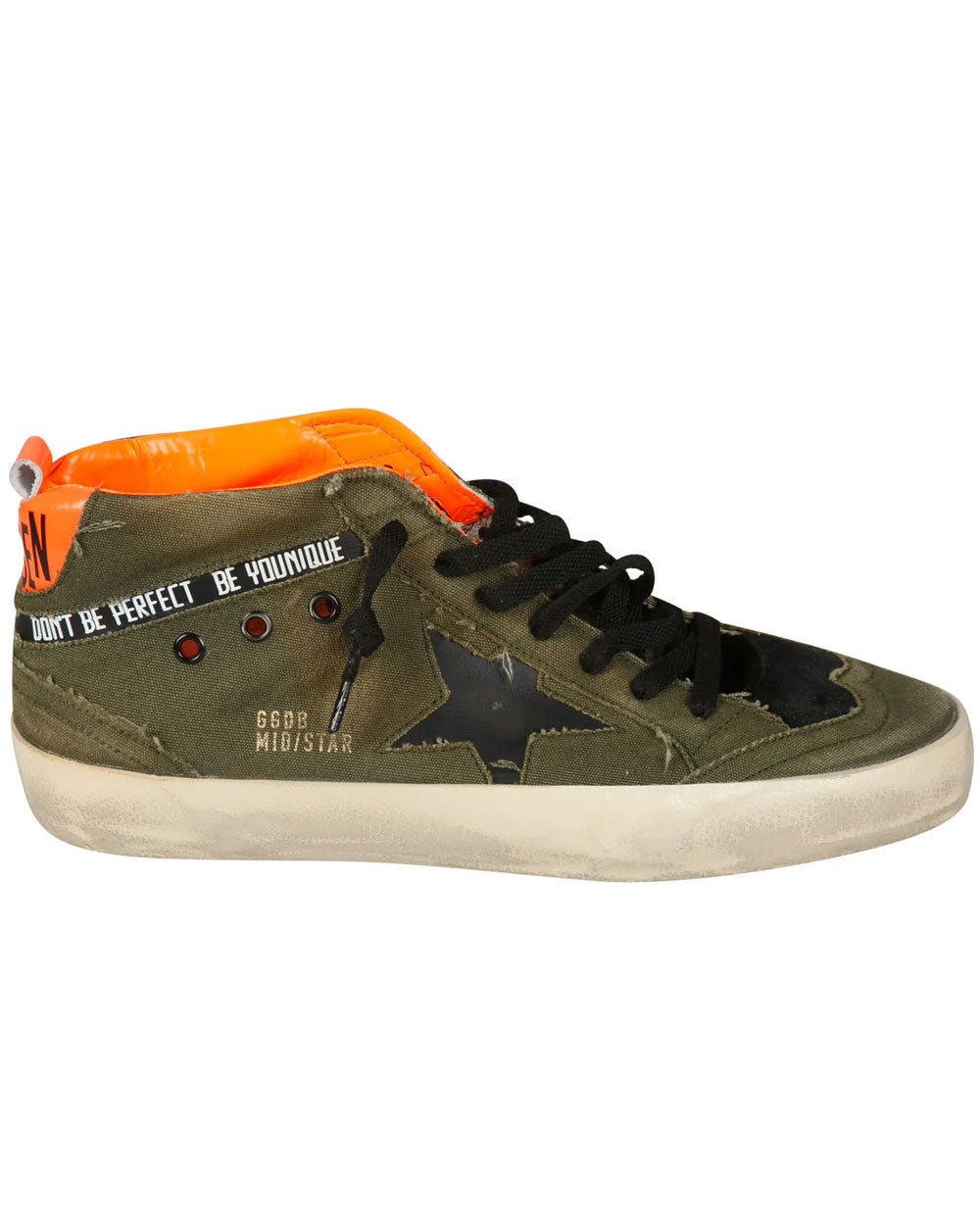 Mid Star Sneaker in Military Green, Black, and Orange