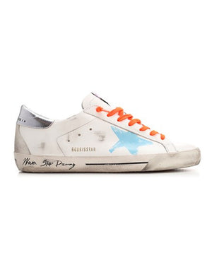 Super Star Sneaker in White, Blue, and Silver