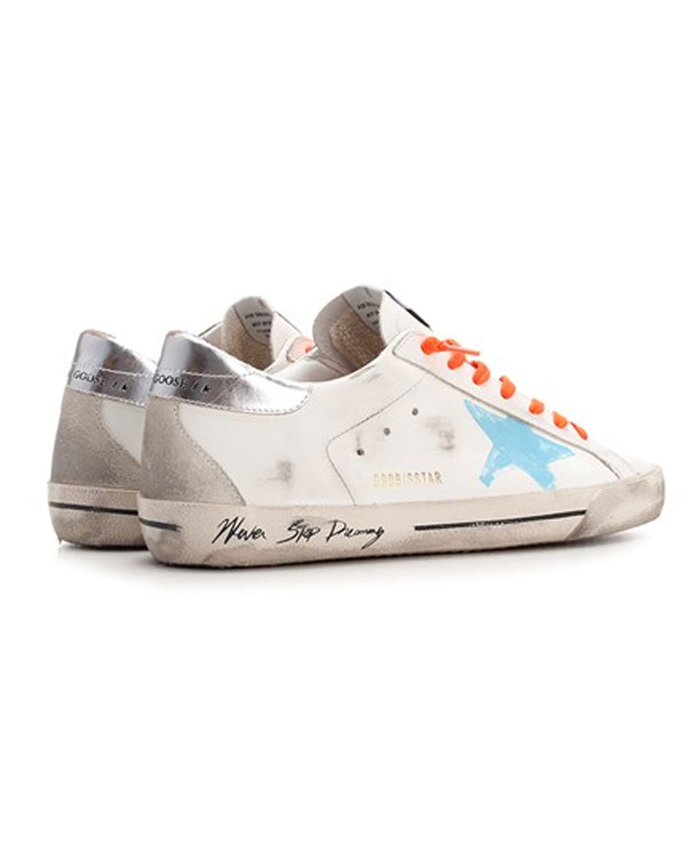 Super Star Sneaker in White, Blue, and Silver