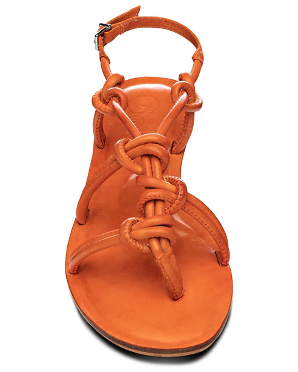 Forget Me Knot Leather Knotted Sandal in Tangerine Orange