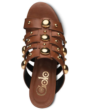 Worthy Leather Stacked Sandal with Brass Grommets