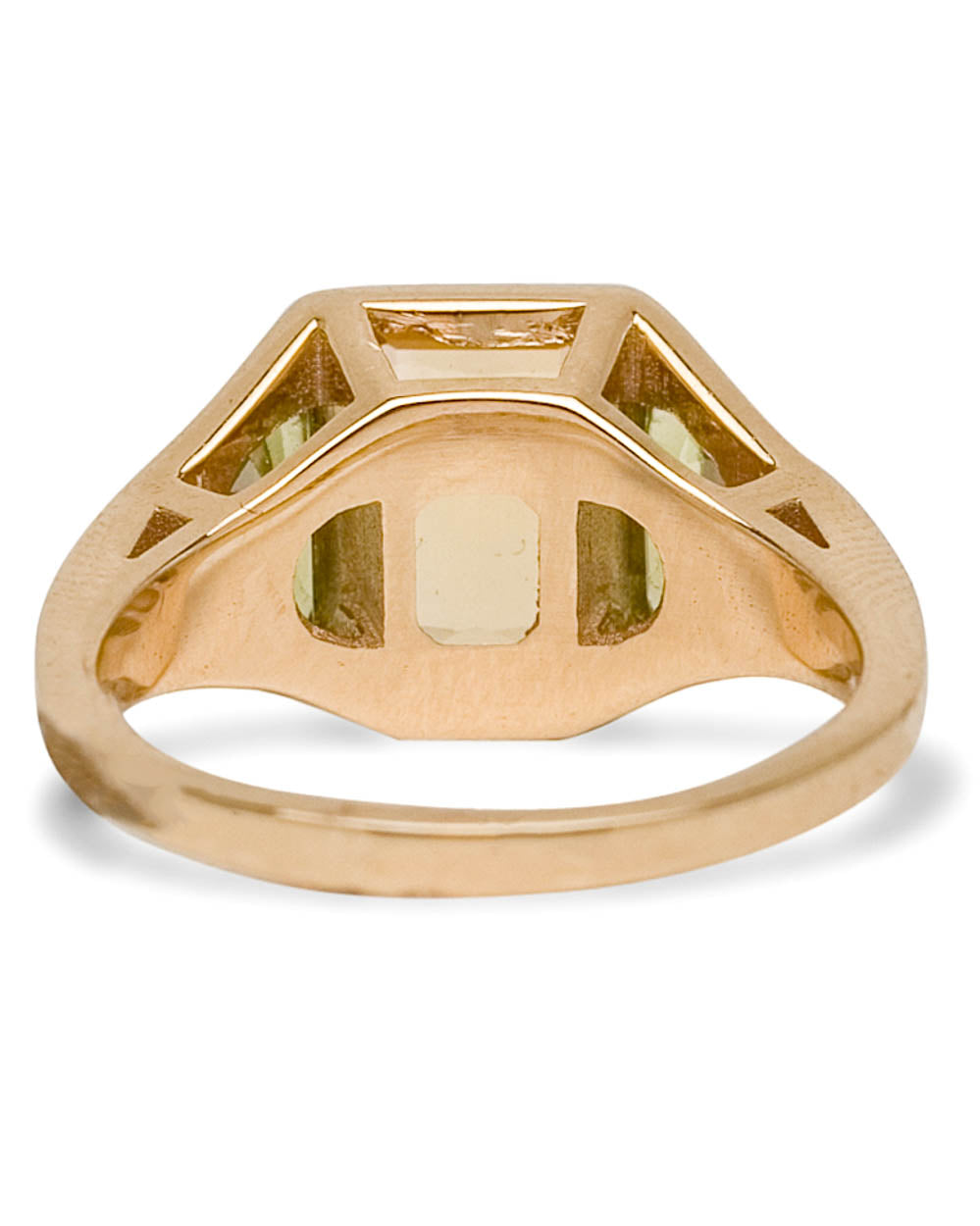 Yellow Gold Citrine and Peridot Three Stone Ring