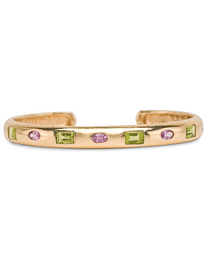 Yellow Gold Peridot and Pink Sapphire Bracelet