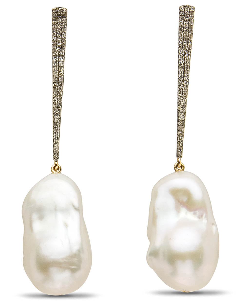 Sterling Diamond Pearl Drop Earrings