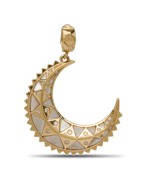 18k Yellow Gold Mini Mother of Pearl Crescent Moon Pendant