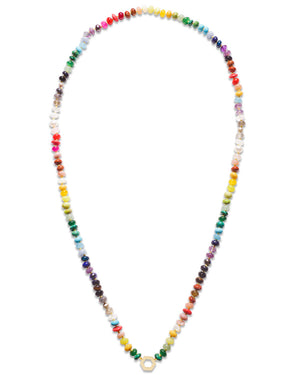 Rainbow Bead Gold Hexagon Foundation Necklace