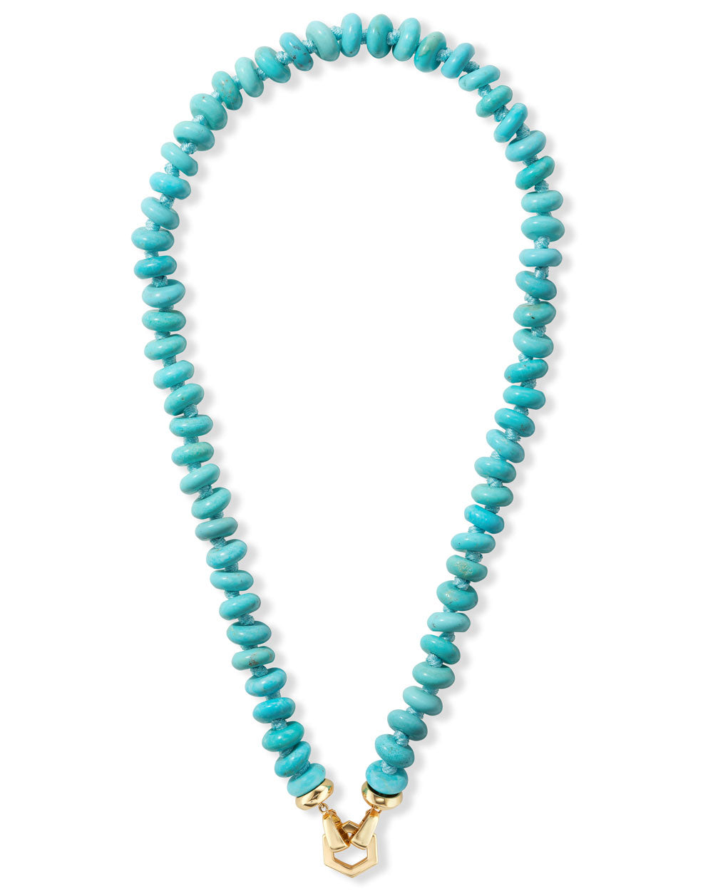 Turquoise Bead Gold Hexagon Foundation Necklace