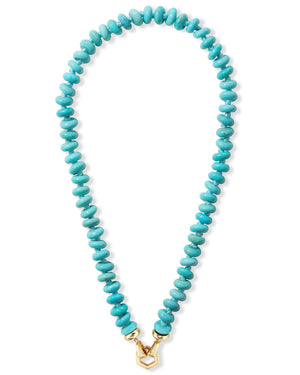 Turquoise Bead Gold Hexagon Foundation Necklace