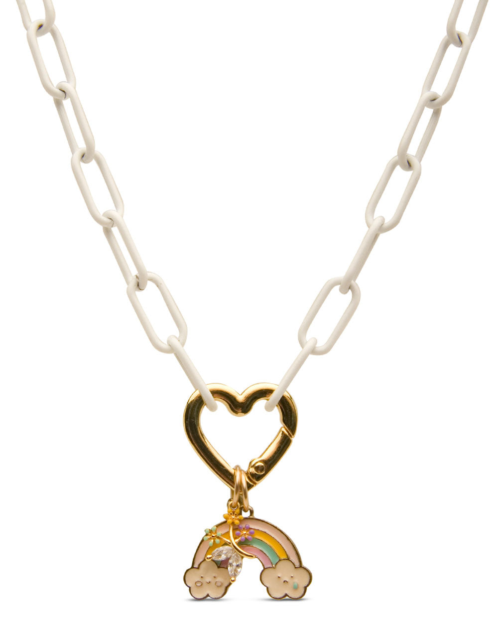 Enamel Chain Link Heart Necklace