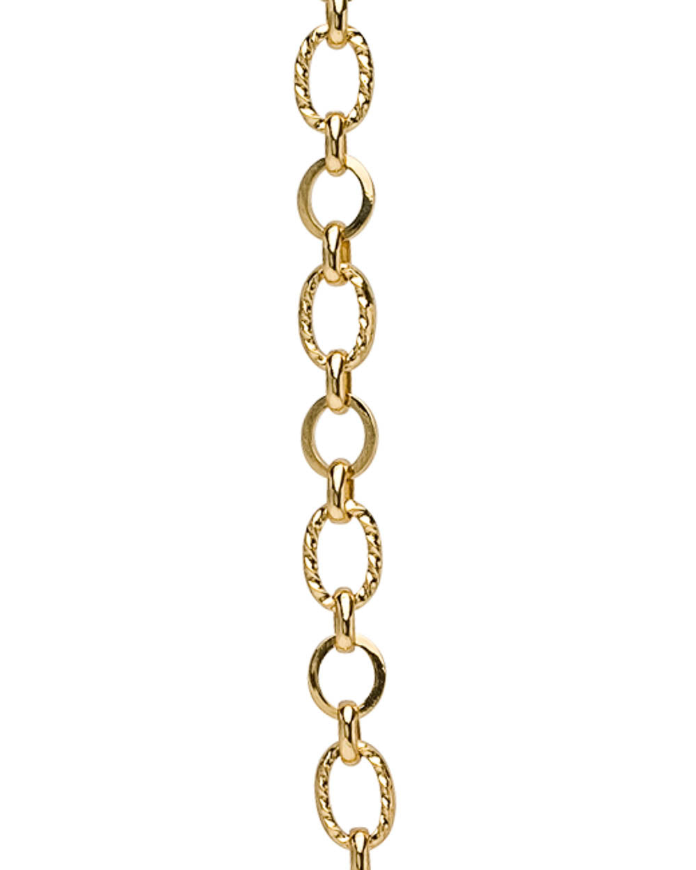 Yellow Gold Textured Chain Link Necklace