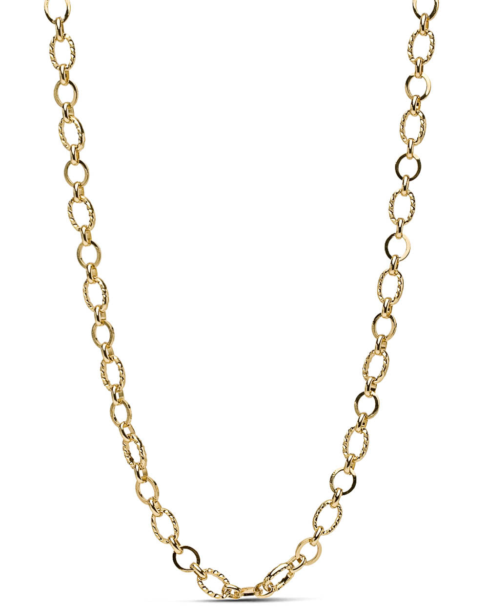 Yellow Gold Textured Chain Link Necklace