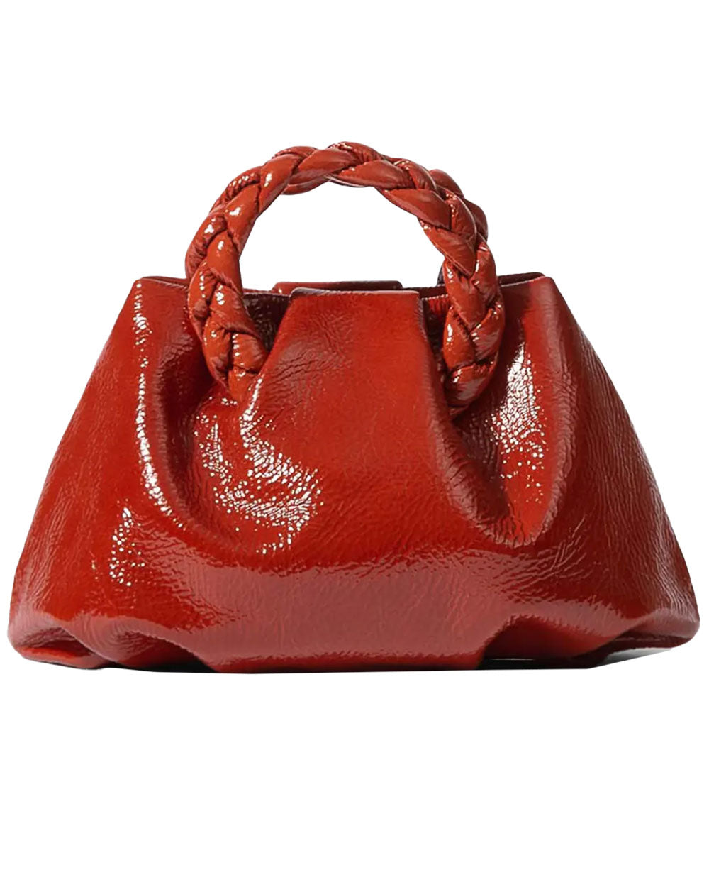 Bombon Crinkled Glossy Top Handle Bag in Red