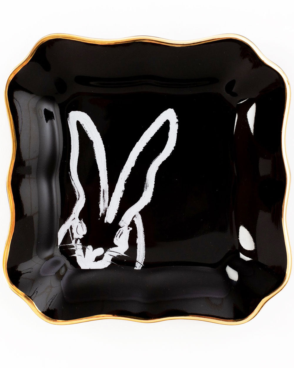 Black and Gold Bunny Portrait Plate