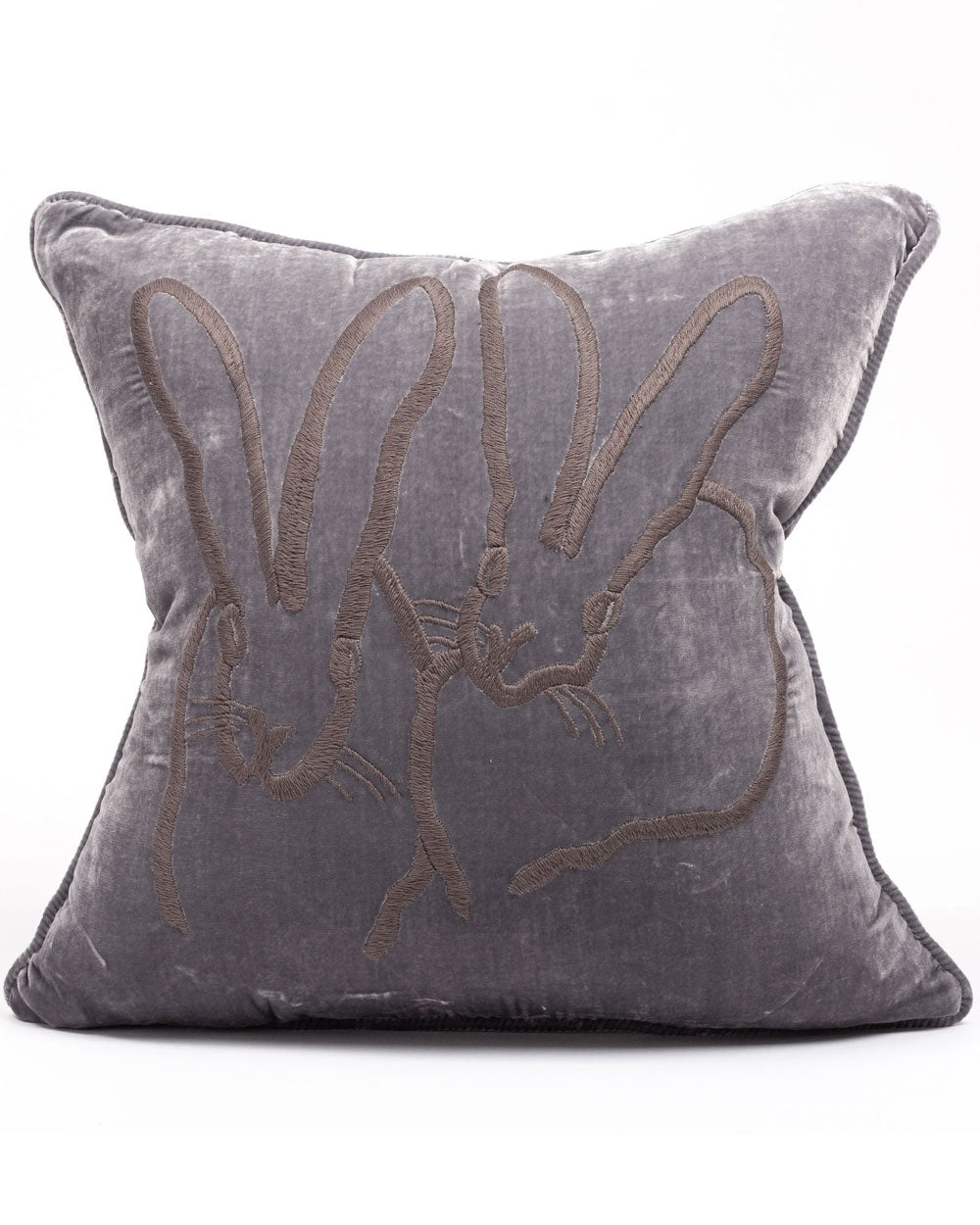 Grey Velvet Bunny Pillow